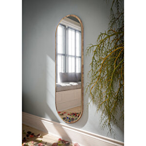 120 Cm Ceviz Oval Duvar Salon Antre Hol Koridor Mutfak Banyo Ofis Aynası