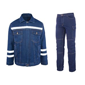 İş Takımı Likralı Kot Pantalon Ve Kot İş Montu Myform 3109-2150 M