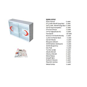 Plastik Ecza Dolabı Lux Beyaz + İlkyardım İçerik Paketi Full Set
