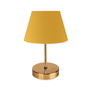 Kuzey Gold Gövdeli Abajur Sarı Kumaş Yatak Odası Salon