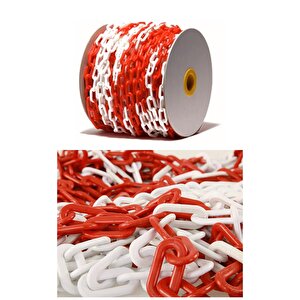 Mfk 8 Mm Plastik Zincir 10 Metre Kırmızı Beyaz Renk