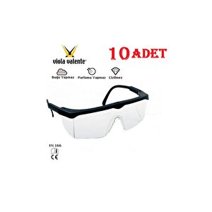 Klasik 400 Şeffaf Sapları Ayarlanabilir Koruyucu Gözlük X 10 Adet