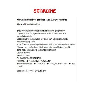 Kimyasal Nitril Eldiven Starline Stl-55 (10-10,5 Numara)