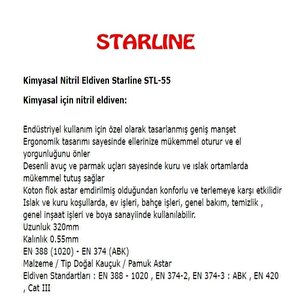 Kimyasal Nitril Eldiven Starline Stl-55 (8-8,5 Numara)5 Çift