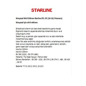 Kimyasal Nitril Eldiven Starline Stl-55 (10-10,5 Numara) X 10 Adet
