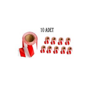 500 Metre Çok Amaçlı Emniyet Şeridi Kırmızı Beyaz X 10 Adet