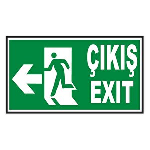 5 Adet Fosforlu Acil Çıkış-exit Levhası  - Fotolümenli - Sol Yön