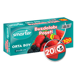 100 Adet Buzdolabi Poşeti̇ Orta Boy ( 20 Adet X 5 )