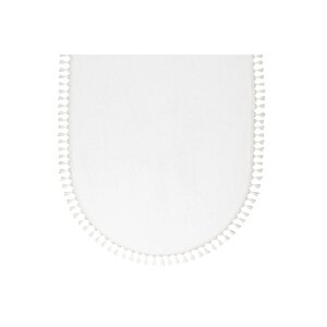 Oval Comfort Puffy Ponpon Saçaklı Peluş Halı Yolluk Beyaz 150x300 cm