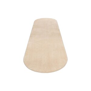 Oval Comfort Puffy Overloklu Peluş Halı Yolluk Bej