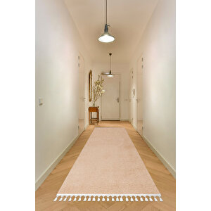 Comfort Puffy Ponpon Saçaklı Peluş Halı Yolluk Vizon 120x180 cm