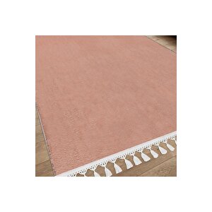 Comfort Puffy Ponpon Saçaklı Peluş Halı Yolluk Pembe 100x400 cm