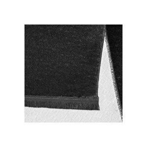Comfort Puffy Düz Saçaklı Peluş Halı Yolluk Siyah 150x250 cm