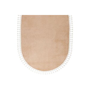 Oval Comfort Puffy Ponpon Saçaklı Peluş Halı Yolluk Vizon 100x650 cm