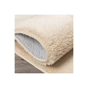 Oval Comfort Puffy Ponpon Saçaklı Peluş Halı Yolluk Vizon 120x200 cm