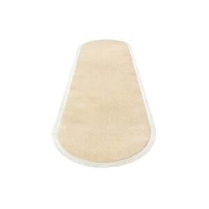 Oval Comfort Puffy Düz Saçaklı Peluş Halı Yolluk Bej