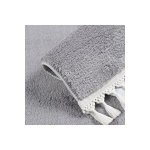 Comfort Puffy Ponpon Saçaklı Peluş Halı Yolluk Gri