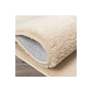 Comfort Puffy Overloklu Peluş Halı Yolluk Bej