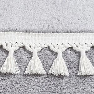 Oval Comfort Puffy Ponpon Saçaklı Peluş Halı Yolluk Gri 120x200 cm