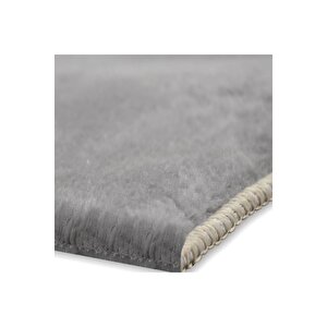 Comfort Puffy Overloklu Peluş Halı Yolluk Gri 150x550 cm