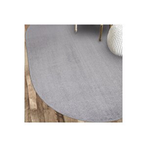 Oval Comfort Puffy Overloklu Peluş Yolluk Açık Gri