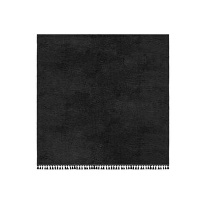 Comfort Puffy Ponpon Saçaklı Peluş Halı Yolluk Siyah 120x600 cm