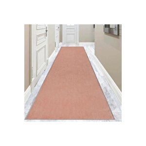 Comfort Puffy Overloklu Peluş Halı Yolluk Pembe 150x450 cm