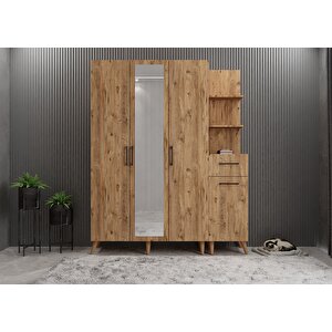 Açelya Portmanto Vestiyer Ayakkabılık Çam M3 180cm Montaj Dahil