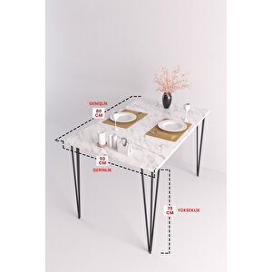 4 Sandalyeli Mutfak Takımı 110x70 Cm Yemek Ve Balkon Masası Siyah Mermer