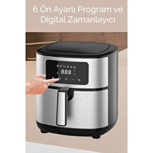 Airfly Xxl 8 Lt Geniş Hazneli 6 Ön Programlı Dokunmatik Airfryer Sıcak Hava Fritözü Elb-2307