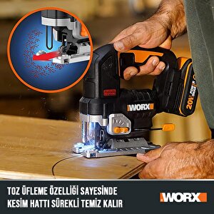 Worx Wx542 20volt 2.5ah. Li-ion Tek Akülü Profesyonel Kömürsüz Şarjlı Dekupaj Testere