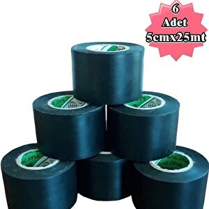 Siyah Pvc Bant 6 Adet 5cmx25m İzolasyon Bandı 50mm Siyah Yalıtım Bantı