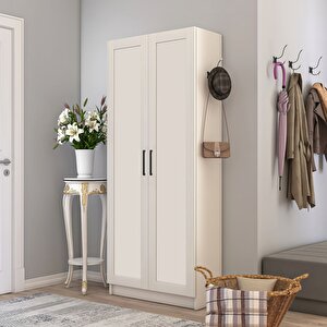 Beyaz 2 Kapaklı  6 Raflı Portmanto Prt212