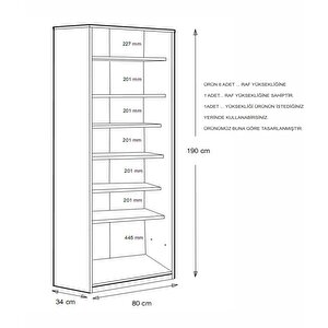 Beyaz 2 Kapaklı  6 Raflı Portmanto Prt211