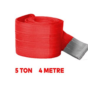 Sapan Polyester Spanzet 5 Ton 4 Metre Kırmızı Sağlam Yük Kaldırma Taşıma İndirme Halat