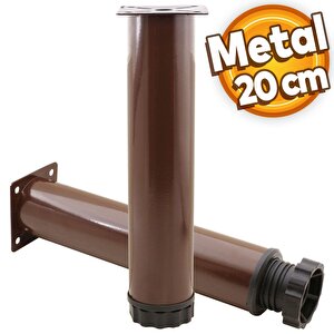Akça Ayarlanabilir Mobilya Kanepe Koltuk Baza Yükseltme Yükseltici Ayağı Metal Ayakları 20 Cm Kahve