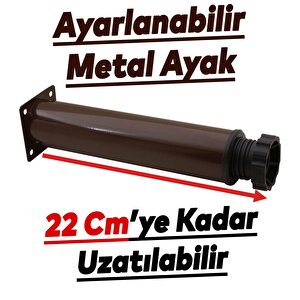 Akça Ayarlanabilir Mobilya Kanepe Koltuk Baza Yükseltme Yükseltici Ayağı Metal Ayakları 20 Cm Kahve