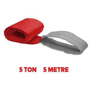 Sapan Polyester Spanzet 5 Ton 5 Metre Kırmızı Sağlam Yük Kaldırma Taşıma İndirme Halat