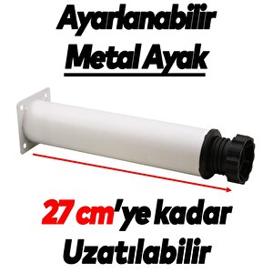 Mobilya Kanepe Baza Koltuk Metal Destek Ayağı Ayarlanabilir Beyaz Ayak 25 Cm