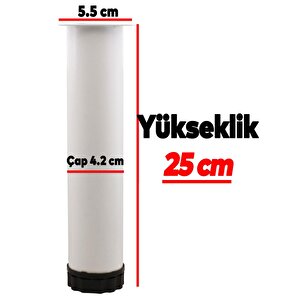 Mobilya Kanepe Baza Koltuk Metal Destek Ayağı Ayarlanabilir Beyaz Ayak 25 Cm