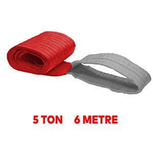 Sapan Polyester Spanzet 5 Ton 6 Metre Kırmızı Sağlam Yük Kaldırma Taşıma İndirme Halat