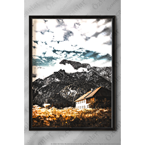 Siyah Renk - 30x40 Çerçeveli Tablo Resim Çerçevesi Dekoratif Çerçeve Fotoğraf Çerçevesi Kayık Doğa Manzara 30x40 cm