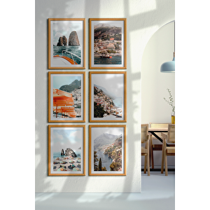 Natürel Renk - 40x50 Çerçeveli Tablo Modern Sanat Sahil Baskısı İtalya Duvar Sanatı Tatil Holiday