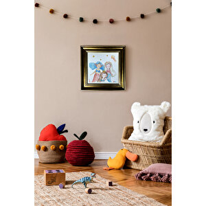 Gold Renk - 30x30 Çerçeveli Bebek Ve Çocuk Odası Tablo Seti Kız Ve Erkek Doğum Kutlama 30x30 cm