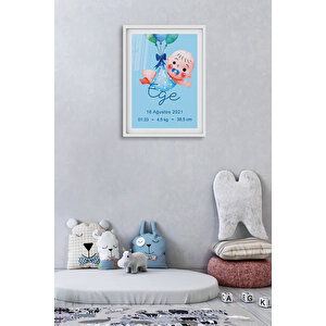 Beyaz Renk - 21x30 Çerçeveli Bebek Ve Çocuk Odası Tablo Seti Kız Ve Erkek Doğum Kutlama 21x30 cm