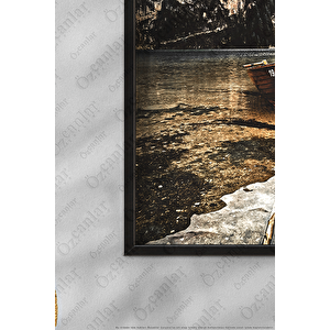 Siyah Renk - 40x50 Çerçeveli Tablo Resim Çerçevesi Dekoratif Çerçeve Fotoğraf Çerçevesi Kayık Doğa Manzara