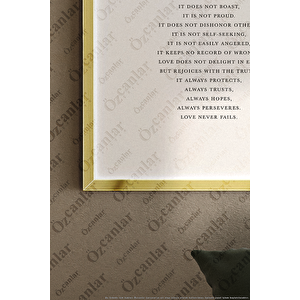 Gold Renk - 50x70 Çerçeveli Tablo Modern Sanatsal Üçlü Çerçeve Love Home Yazılı