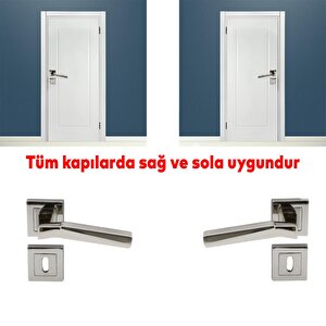 Nobel Meridyen Kare Rozetli Oda Kapı Kolu Sağa Ve Sola Uygun Nikel İnox 1 Takım