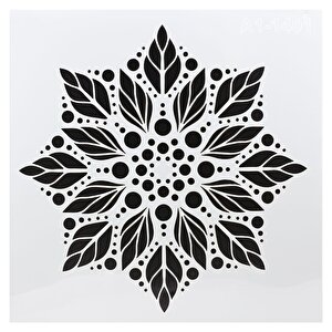 Stencil Duvar Boyama Şablon Tasarım Mandala Desen Tekrar Kullanılabilir 30x30 Cm