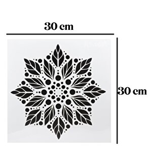 Stencil Duvar Boyama Şablon Tasarım Mandala Desen Tekrar Kullanılabilir 30x30 Cm